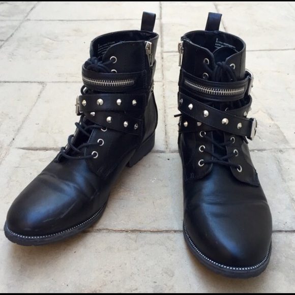 Black Moto Studded Boots