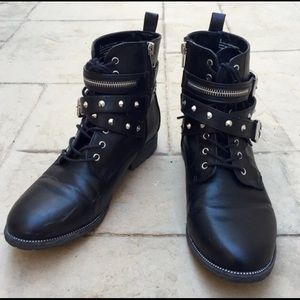 Black Moto Studded Boots