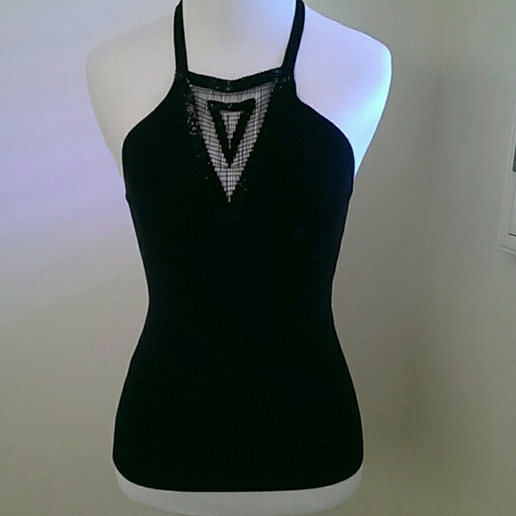 BCBG halter top with jet beading detail XS