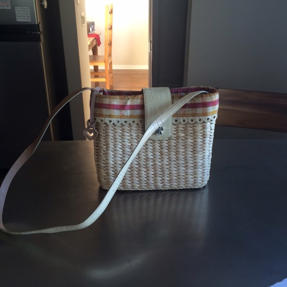 Brighton leather and rattan purse.