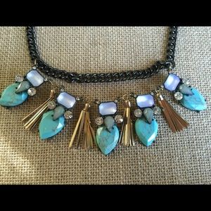 BaubleBar Turquoise & Gold Tassel Bib