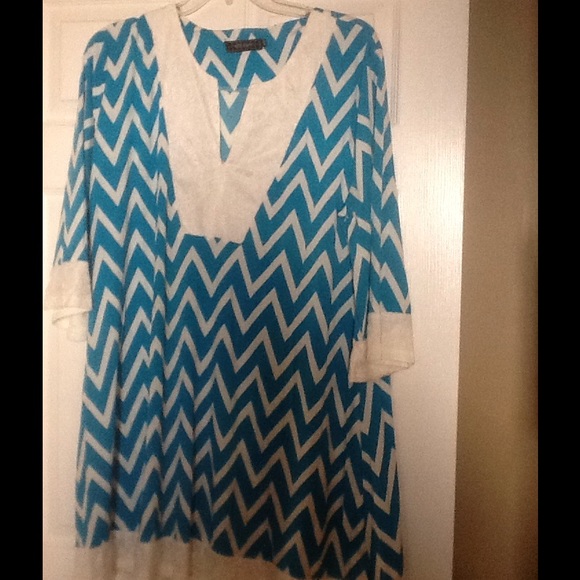 Plus sized turquoise chevron tunic/dress