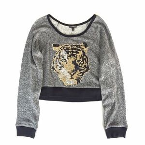 Express Cropped Embellished Tiger Sweatshirt