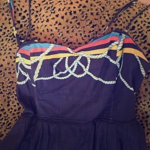 Anthropologie Navy Blue Sailor Tie Back dress