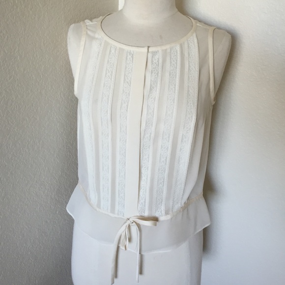 Ann Taylor Tops - Ann Taylor cream lace chiffon tank