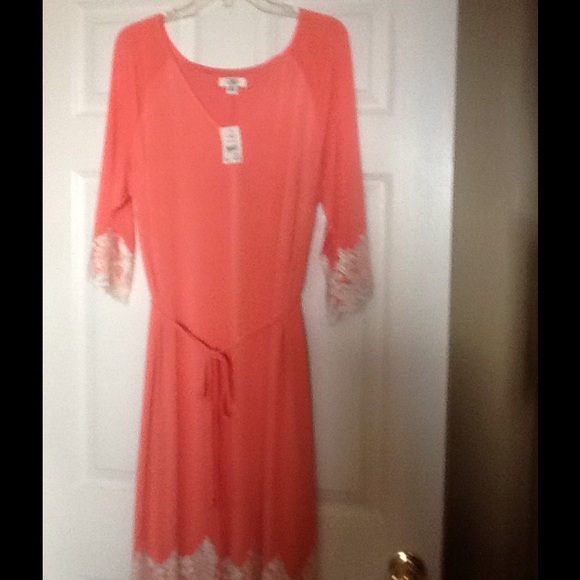 Plus sized coral dress with lace