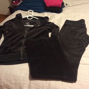 Express black velour sweatsuit