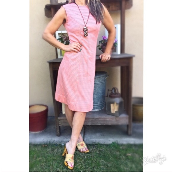 VINTAGE Patterned Shift Pink Dress