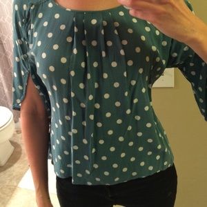 Polka dot flowy blouse