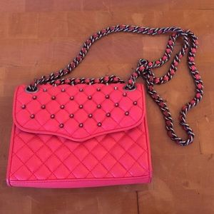 Rebecca Minkoff Neon Coral Studded Mini m.a.c Bag