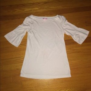 Lily Pulitzer White Tee Shirt with Peplum Sleeves