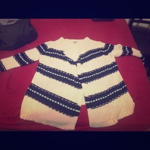 Blue and white sweater
