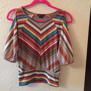 Takara multicolored top with open shoulders