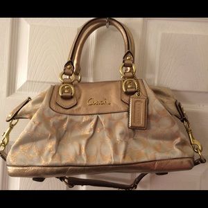 USED Auth Coach Ashley Satchel Rose Gold