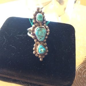 Genuine silver turquoise ring handcrafted