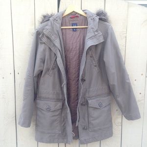 GAP Mink Faur Fur Hood Cargo Coat
