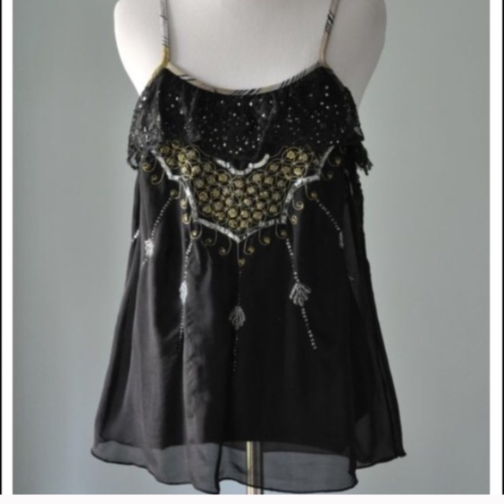 Free People Black and Gold top