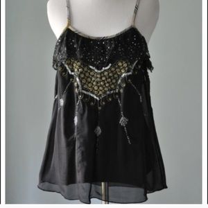 Free People Black and Gold top