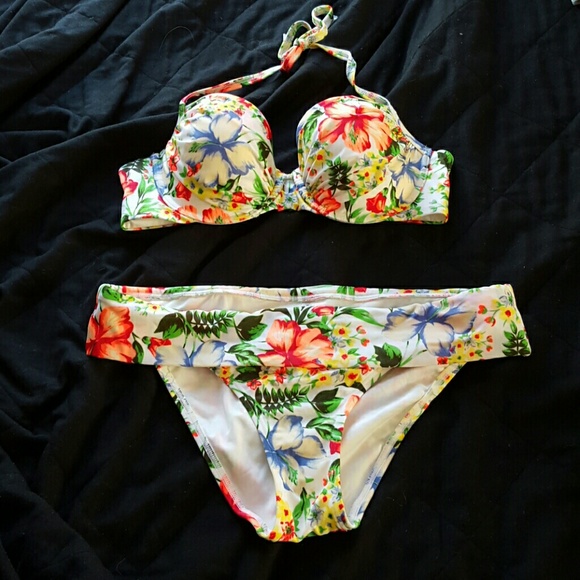 Victorias Secret flower print halter bikini