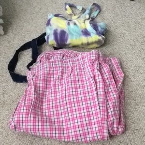 Pj bottoms and a tye dye tank top