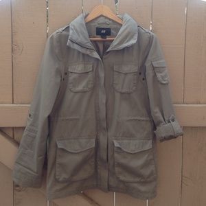 H&M Tan Cargo Style Jacket w/ Hidden Hood