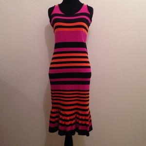 ASOS vibrant pink and orange striped dress size 8