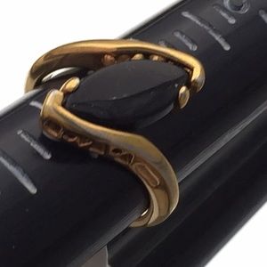 Vintage 1990s Onyx Gold Electroplated Ring
