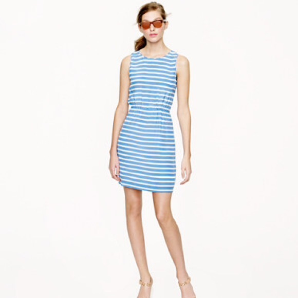 NWT J Crew Factory Blue & White Striped Dress Sz14
