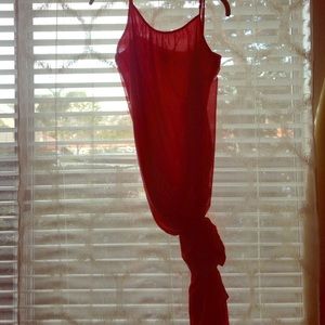 Long silky pink coral dress