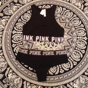 black&white PINK sports bra