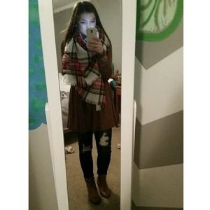 Plaid blanket scarf