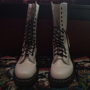 White 14 hole doc martens