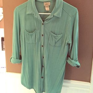 Turquoise Button-Up Top