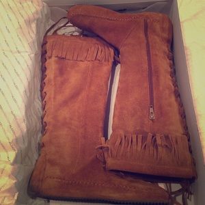 Aldo Agena leather boots w/fringe