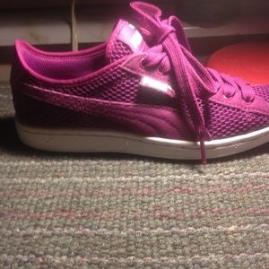 Puma purple shoes size 3 1/2 fit like 5. I wear 5