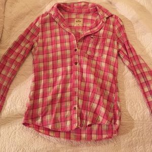 Like new Hollister pink plaid shirt