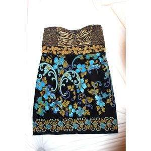 Free People Patterned Strapless Dress