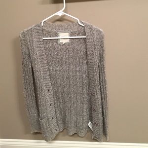 Grey cable knit cardigan. Size S