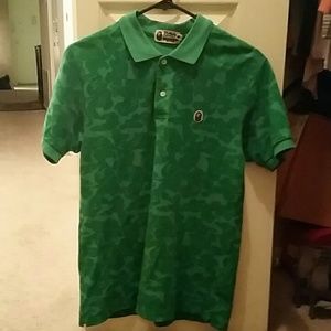 A Bathing Ape Green Men's Polo Shirt