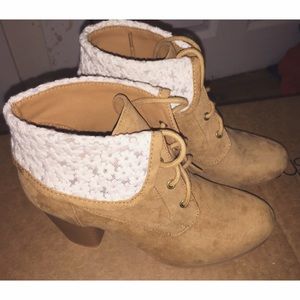 Lace up booties with heel