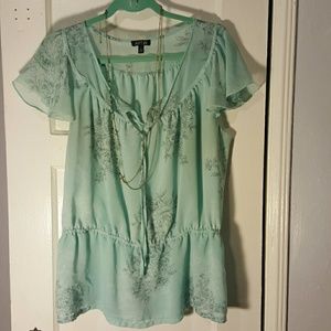 Teal cute blouse/tops