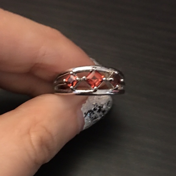 Three stone ring garnet - Picture 2 of 3