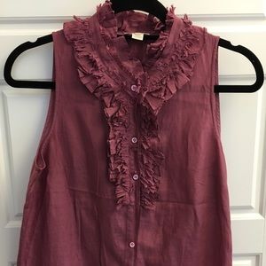 J Crew silk ruffle sleeveless blouse