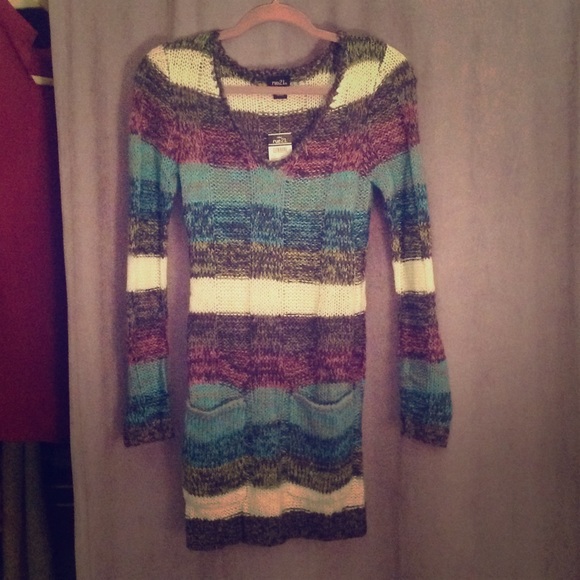 Multicolored knit sweater dress