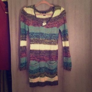 Multicolored knit sweater dress