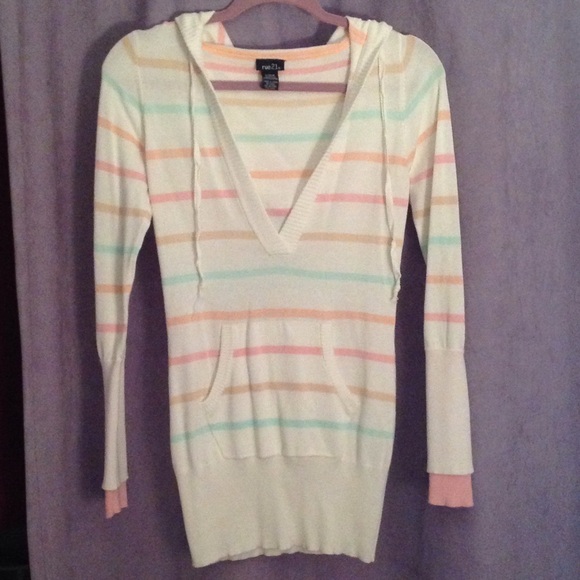 White and colored striped sweater