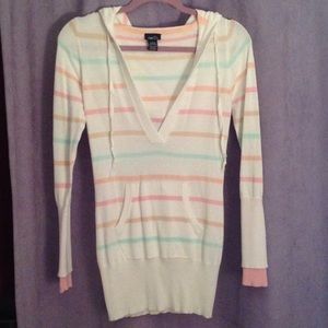 White and colored striped sweater