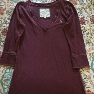 Burgundy A&F 3/4 length sleeve top