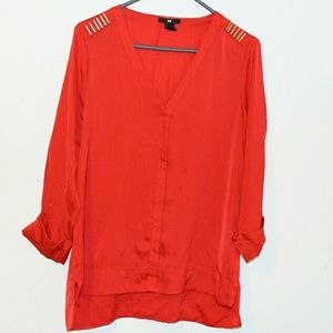 Red orange top/blouse with shoulder detail