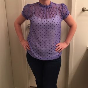 Purple polka dot sheer blouse